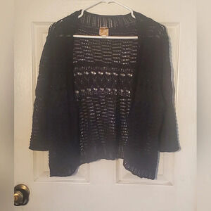 JM Collection crochet cardigan, 3/4 sleeves, size large